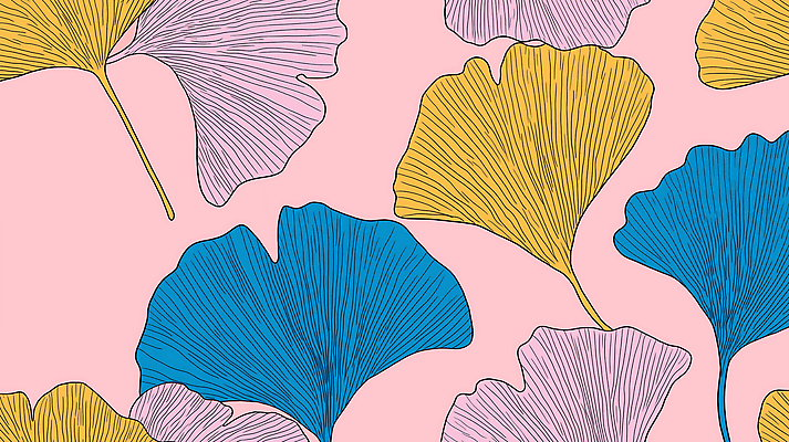 JPG 디자인 예술 분홍색 백그라운드 패턴 일러스트 자연 사람없음 인테리어 가을 라인아트 은행잎 국내일러스트 AI일러스트 AI콘텐츠 계절 선 컬러 잎 무늬 생태계 파일형식