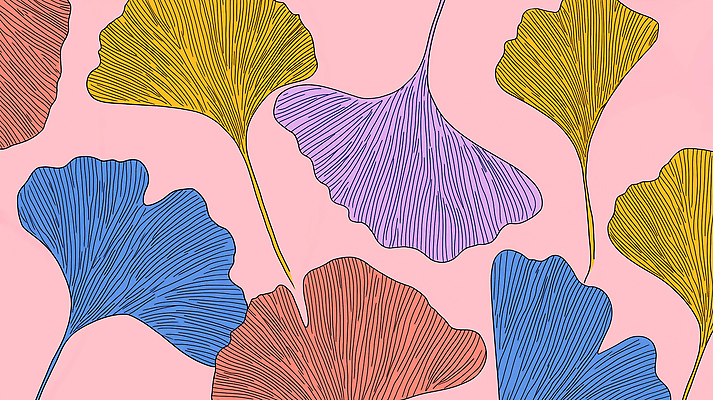 JPG 식물 디자인 예술 백그라운드 패턴 일러스트 자연 사람없음 컬러풀 가을 라인아트 모던 은행잎 국내일러스트 AI일러스트 AI콘텐츠 계절 선 컬러 잎 무늬 생태계 파일형식