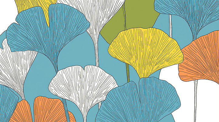 JPG 식물 디자인 예술 백그라운드 패턴 일러스트 자연 사람없음 가을 라인아트 모던 은행잎 청록색 은행나무 색감 국내일러스트 AI일러스트 AI콘텐츠 나무 계절 선 컬러 잎 무늬 생태계 파일형식