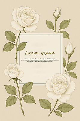 PSD 편집이미지 꽃 잎 사람없음 장미 로맨틱 빈티지 우아함 꽃봉오리 베이지색 카피스페이스 이미지편집 카드프레임 식물 컬러 컨셉 프레임 공백 파일형식