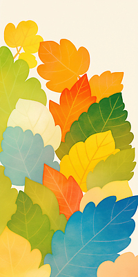JPG 식물 디자인 예술 컬러 낙엽 일러스트 자연 나뭇잎 풍경 사람없음 다양 가을 알록달록 국내일러스트 AI일러스트 AI콘텐츠 계절 다수 잎 컬러풀 생태계 파일형식