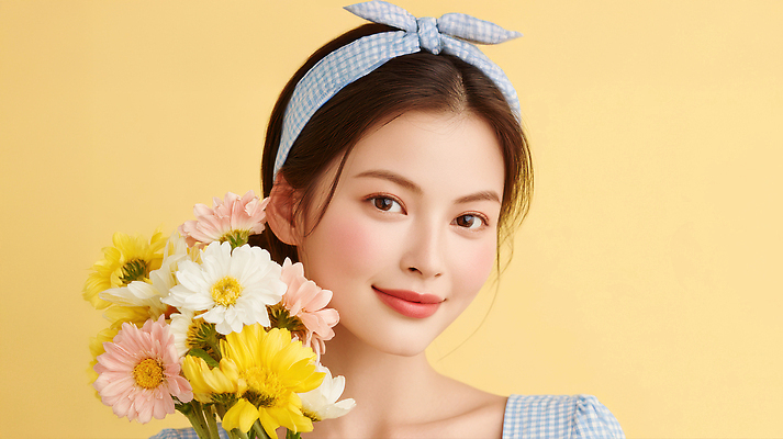 JPG 모델 편집이미지 여자 얼굴 꽃다발 한명 미소 들기 상반신 성인 청춘 뷰티 노란색 머리띠 체크무늬 화사함 뷰티풀 청순 의료성형뷰티 성인여자한명만 편집실사 AI인물포토 AI콘텐츠 1 꽃 컬러 컨셉 무늬 장신구 모션 표정 사람 신체부위 CG 여자한명만 성인여자만 파일형식 AI포토