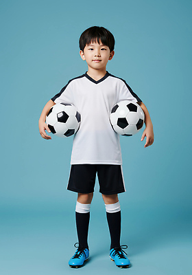 JPG 전신 편집이미지 남자 어린이 스포츠 하늘색 축구공 한명 서기 미소 들기 소년 취미 운동 자신감 즐거움 축구복 축구화 축구유니폼 의료성형뷰티 소년한명만 편집실사 AI인물포토 AI콘텐츠 1 감정 운동화 유니폼 공 축구용품 모션 표정 건강 사람 파란색 운동복 축구 CG 남자한명만 소년만 파일형식 AI포토