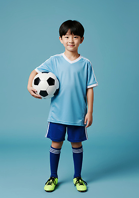 JPG 전신 편집이미지 남자 어린이 스포츠 하늘색 축구공 한명 미소 들기 소년 취미 운동 연습 즐거움 열정 축구복 축구화 축구유니폼 의료성형뷰티 소년한명만 편집실사 AI인물포토 AI콘텐츠 1 감정 운동화 유니폼 공 축구용품 모션 표정 건강 사람 파란색 운동복 축구 CG 남자한명만 소년만 파일형식 AI포토