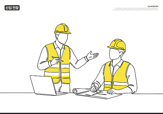 남자 라인일러스트 일러스트 협력 설계 기술 작업복 공사 대화 들기 상반신 두명 노트북 펜 손들기 건설현장 설계도 기록 계획 안전모 토론 라인아트 규칙 산업현장 안전조끼 작업자 프로젝트 남자만 건설근로자 국내일러스트 AI파일 직업 옷 산업 선 컨셉 모션 건설업 말하기 사람 전자제품 필기구 헬멧 안전장비 파일형식 벡터