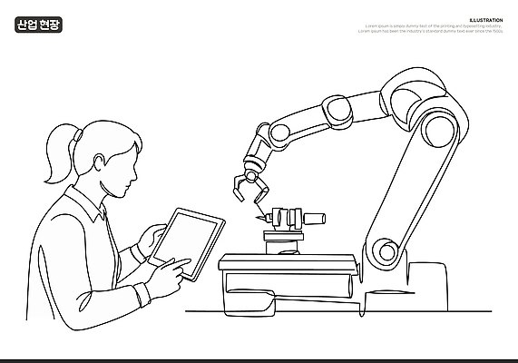 여자 라인일러스트 일러스트 한명 들기 상반신 태블릿 작업 발전 부속품 누름 제조 라인아트 로봇 시스템 산업현장 팔 자동화 자동화기기 조작 미래산업 신기술 국내일러스트 AI파일 1 산업 선 컨셉 모션 기술 사람 신체부위 전자제품 스마트기기 기계 오브젝트 파일형식 벡터