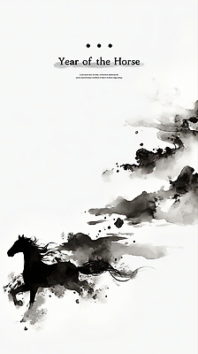 PSD 전통 예술 일러스트 흑백 수묵화 사람없음 달리기 검은색 표현 말_동물 속도 그림 말띠 한국화 생동감 국내일러스트 병오년 컬러 포유류 모션 촬영기법 미술 십이지신 동양화 파일형식 2026년