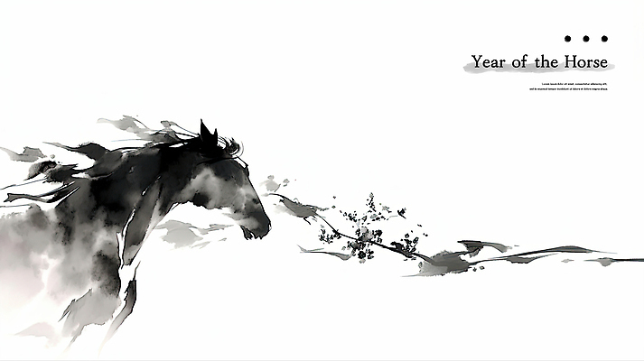 PSD 전통 예술 일러스트 자연 새해 흑백 수묵화 사람없음 달리기 검은색 표현 말_동물 그림 말띠 한국화 국내일러스트 병오년 컬러 포유류 모션 촬영기법 미술 십이지신 동양화 생태계 파일형식 2026년