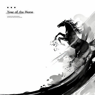 PSD 전통 예술 일러스트 흑백 수묵화 사람없음 검은색 기운 표현 말_동물 말띠 한국화 다리들기 생동감 국내일러스트 병오년 컬러 포유류 모션 촬영기법 미술 십이지신 동양화 파일형식 2026년