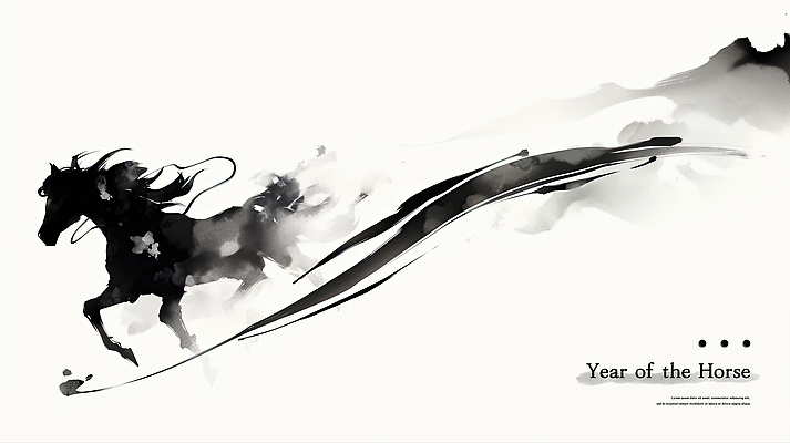 PSD 전통 예술 일러스트 자연 흑백 수묵화 사람없음 달리기 검은색 표현 말_동물 분위기 속도 그림 말띠 한국화 국내일러스트 병오년 컬러 컨셉 포유류 모션 촬영기법 미술 십이지신 동양화 생태계 파일형식 2026년