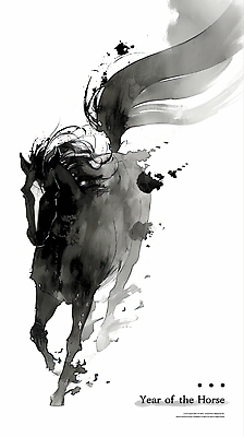 PSD 전통 예술 일러스트 자연 생명 흑백 수묵화 사람없음 달리기 검은색 표현 말_동물 속도 그림 말띠 한국화 국내일러스트 병오년 컬러 포유류 모션 촬영기법 미술 십이지신 동양화 생태계 파일형식 2026년