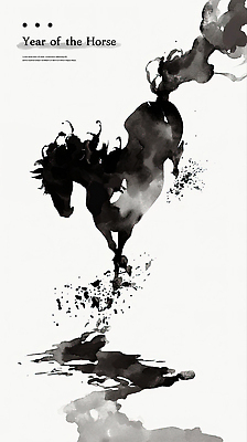 PSD 전통 예술 일러스트 흑백 수묵화 사람없음 달리기 검은색 표현 말_동물 그림 말띠 한국화 국내일러스트 병오년 컬러 포유류 모션 촬영기법 미술 십이지신 동양화 파일형식 2026년