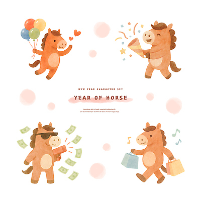 PSD 행복 문화 지폐 음표 일러스트 수채화 폭죽 미소 들기 사람없음 세트 선글라스 쇼핑백 파티 걷기 귀여움 하트 비행 잡기 즐거움 말띠 풍선 플렉스 머니건 일러캐릭터 병오년 붉은말 붉은말캐릭터 모양 캐릭터 기호 감정 안경 음악 컨셉 돈 가방 모션 표정 이벤트 총 십이지신 말_동물 말캐릭터 신조어 파일형식 2026년