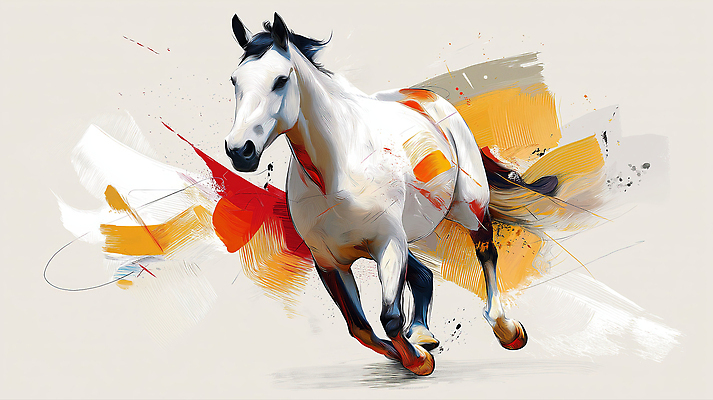 JPG 디자인 예술 일러스트 붓터치 사람없음 달리기 활발 자유 표현 속도 역동적 말띠 강렬 색채 생동감 국내일러스트 병오년 AI일러스트 AI콘텐츠 컨셉 모션 십이지신 말_동물 파일형식 2026년