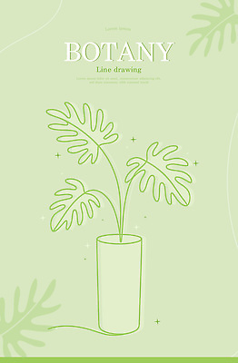 디자인 화분 잎 라인일러스트 일러스트 사람없음 장식 연두색 반짝임 라인아트 보테니컬아트 국내일러스트 AI파일 식물 선 모션 초록색 파일형식 벡터