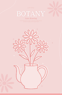 디자인 예술 분홍색 잎 라인일러스트 일러스트 주전자 사람없음 장식 꽃병 라인아트 심플 부드러움 드로잉 보테니컬아트 국내일러스트 AI파일 식물 꽃 선 컬러 주방용품 미술 감각 파일형식 벡터