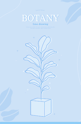 디자인 화분 예술 하늘색 잎 라인일러스트 일러스트 사람없음 장식 표현 라인아트 심플 스타일 보테니컬아트 국내일러스트 AI파일 식물 선 파란색 파일형식 벡터