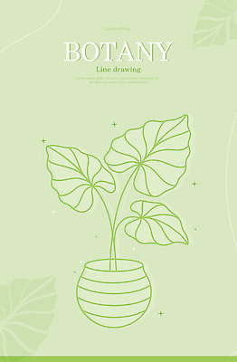 디자인 화분 잎 라인일러스트 일러스트 사람없음 연두색 반짝임 라인아트 심플 몬스테라 보테니컬아트 국내일러스트 AI파일 식물 선 모션 초록색 파일형식 벡터