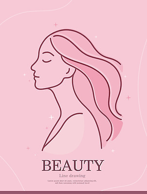 디자인 여자 얼굴 예술 분홍색 라인일러스트 일러스트 한명 상반신 뷰티 눈감음 매력적 표현 우아함 라인아트 모던 드로잉 뷰티풀 미니멀 국내일러스트 AI파일 1 선 컬러 컨셉 모션 미술 사람 신체부위 파일형식 벡터