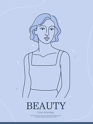 디자인 여자 예술 라인일러스트 일러스트 한명 사람 상반신 파란색 민소매 뷰티 표현 라인아트 드로잉 뷰티풀 창의성 국내일러스트 AI파일 1 선 컬러 상의 미술 파일형식 벡터