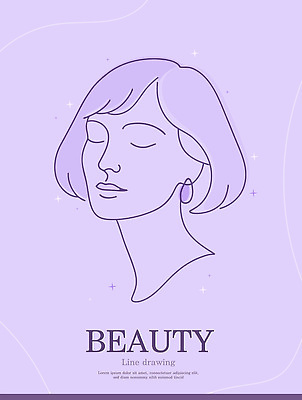 여자 예술 라인일러스트 일러스트 한명 상반신 뷰티 눈감음 보라색 귀걸이 감각 라인아트 그림 부드러움 드로잉 뷰티풀 국내일러스트 AI파일 1 선 컬러 장신구 모션 미술 사람 파일형식 벡터