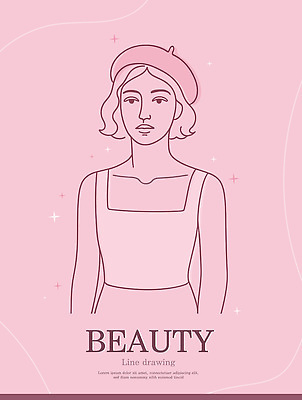 디자인 여자 패션 예술 분홍색 라인일러스트 일러스트 한명 사람 상반신 민소매 뷰티 표현 감각 스케치 라인아트 그림 드로잉 베레모 배꼽티 뷰티풀 창의성 국내일러스트 AI파일 모자_잡화 1 선 컬러 상의 미술 파일형식 벡터
