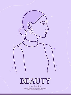 디자인 여자 패션 얼굴 라인일러스트 일러스트 한명 상반신 민소매 뷰티 보라색 귀걸이 표현 우아함 라인아트 그림 부드러움 드로잉 뷰티풀 색감 창의성 국내일러스트 AI파일 1 선 컬러 컨셉 상의 장신구 미술 사람 신체부위 감각 파일형식 벡터