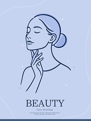 디자인 여자 예술 라인일러스트 일러스트 한명 사람 상반신 파란색 뷰티 평화 눈감음 만지기 분위기 라인아트 모던 그림 심플 드로잉 뷰티풀 창의성 국내일러스트 AI파일 1 선 컬러 컨셉 모션 미술 파일형식 벡터