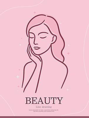 디자인 여자 예술 분홍색 라인일러스트 일러스트 한명 상반신 뷰티 눈감음 만지기 표현 감각 편안함 라인아트 그림 드로잉 뷰티풀 국내일러스트 AI파일 1 선 컬러 모션 미술 사람 파일형식 벡터