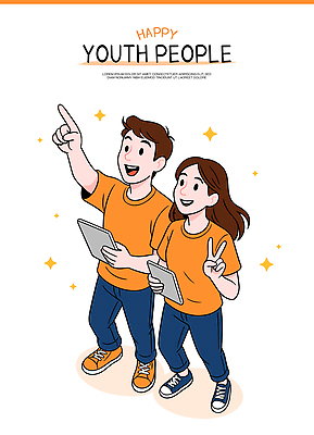 전신 여자 남자 행복 일러스트 함께함 미소 웃음 들기 청년 두명 일상 친구 반짝임 하이앵글 태블릿 주황색 기쁨 올려보기 가리킴 즐거움 브이 소통 긍정적 일러캐릭터 AI파일 캐릭터 감정 뷰포인트 컬러 컨셉 관계 모션 표정 사람 손짓 성인 라이프 전자제품 스마트기기 파일형식 벡터