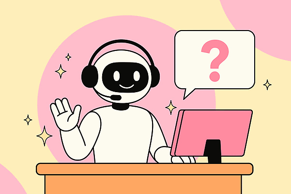 일러스트 친절 기술 대화 미소 사람없음 사무실 모니터 업무 상담원 질문 로봇 서비스 텔레마케팅 소통 응답 AI_인공지능 국내일러스트 AI파일 컨셉 비즈니스 표정 말하기 컴퓨터 작업 사무원 서비스업 파일형식 벡터