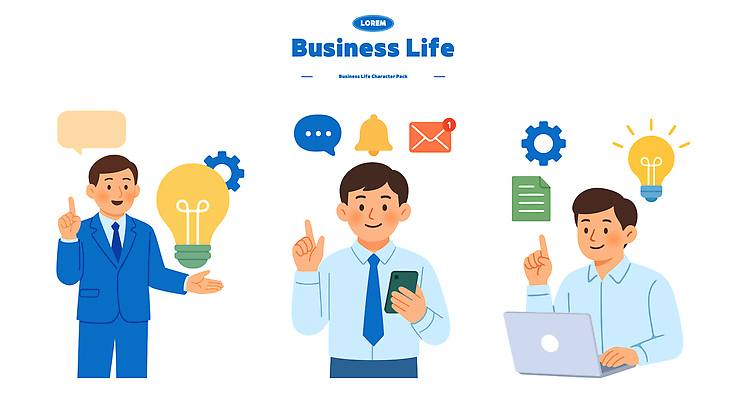 남자 말풍선 일러스트 전구 회의 협력 아이디어 기술 들기 정장 일상 그래픽 세명 파란색 노트북 스마트폰 교양 정보 업무 비즈니스맨 집중 소통 창의성 효율 남자만 일러캐릭터 AI파일 캐릭터 옷 컬러 컨셉 비즈니스 모션 사람 라이프 전자제품 핸드폰 스마트기기 작업 직장인 파일형식 벡터