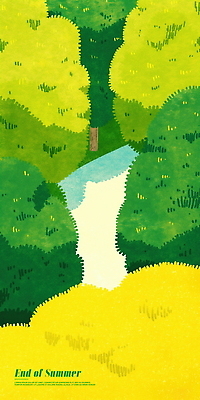 PSD 일러스트 자연 풍경 초원 사람없음 초록색 여름 햇빛 평화 고요 여름풍경 산책로 개울 숲속 시원함 국내일러스트 계절 길 컬러 컨셉 강 태양 숲 생태계 파일형식 여름_계절