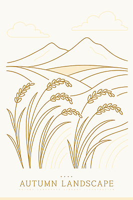 식물 구름 라인일러스트 일러스트 자연 하늘 바람 산 풍경 초원 사람없음 농작물 농사 수확 벼 가을 라인아트 국내일러스트 AI파일 자연요소 계절 선 농업 날씨 곡류 생태계 파일형식 벡터