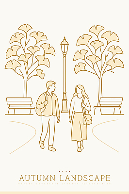 나무 커플 공원 여자 남자 가로등 가방 라인일러스트 일러스트 대화 일상 노란색 평화 걷기 공간 산책로 가을 라인아트 풍경화 국내일러스트 AI파일 식물 잡화 계절 공공시설 길 선 컬러 컨셉 관계 모션 말하기 사람 라이프 그림 파일형식 벡터