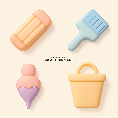 PSD 아이콘 디자인 예술 재료 미술 사람없음 세트 3D아이콘 3D 바구니 귀여움 붓 양동이 오브젝트 그림 지우개 페인트붓 파스텔톤 편집3D 컬러 컨셉 문화예술 학용품 디지털합성 파일형식