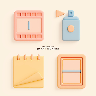 PSD 아이콘 디자인 재료 미술 사람없음 그래픽 세트 3D아이콘 3D 귀여움 필름 스케치북 오브젝트 모던 심플 스프레이 구성 색감 스프레이페인트 파스텔톤 미니멀 편집3D 컬러 컨셉 문화예술 학용품 디지털합성 파일형식