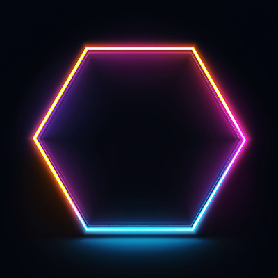 JPG 편집이미지 디자인 예술 선 조명 프레임 사람없음 그래픽 장식 빛 컬러풀 반사 검은색 분위기 모던 육각형 색감 네온아트 편집실사 AI컴퓨터그래픽 AI콘텐츠 도형 컬러 컨셉 CG 네온 파일형식