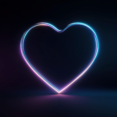 JPG 모양 편집이미지 디자인 감정 예술 선 조명 사람없음 빛 컬러풀 검은색 분위기 하트프레임 네온아트 편집실사 AI컴퓨터그래픽 AI콘텐츠 컬러 컨셉 프레임 하트 CG 네온 파일형식
