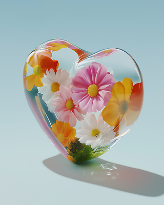 JPG 편집이미지 디자인 사계절 꽃 예술 그림자 사람없음 장식 인테리어 하트 표현 투명 오브젝트 감성 뷰티풀 이미지편집 편집실사 AI컴퓨터그래픽 AI콘텐츠 모양 식물 계절 컨셉 CG 파일형식