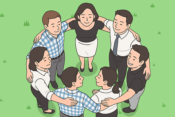 남자 일러스트 응원 모션 어깨동무 협력 함께함 대화 웃음 여러명 친구 청춘 파이팅 모임 에너지 원형 그룹 동료 즐거움 상호작용 국내일러스트 AI파일 도형 감정 포즈 다수 컨셉 관계 표정 말하기 사람 파일형식 벡터