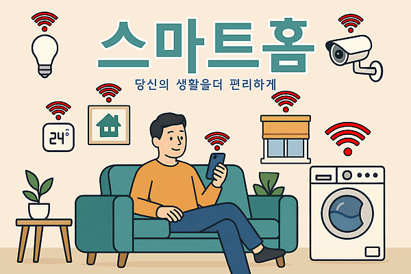 PSD 남자 일러스트 주택 기술 스마트라이프 한명 생활 스마트폰 소파 기계 연결 보안 와이파이 세탁기 편리함 냉방 자동화 스마트홈 국내일러스트 1 라이프스타일 컨셉 의자 안전 사람 건물 핸드폰 스마트기기 가전제품 무선인터넷 파일형식 AI_인공지능