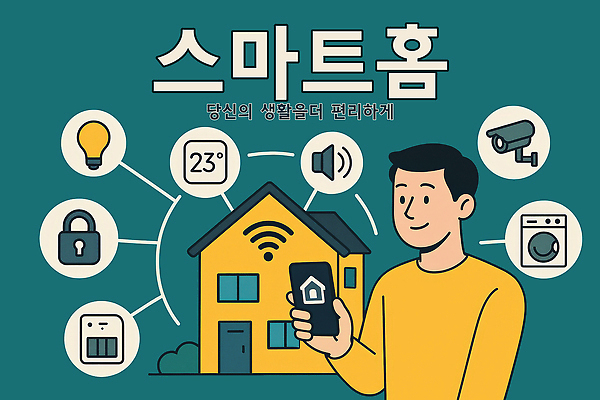 PSD 남자 인터넷 일러스트 주택 기술 스마트라이프 한명 생활 스마트폰 기계 연결 보안 온도 세탁기 편리함 자동화 제어 스마트홈 국내일러스트 1 라이프스타일 컨셉 안전 사람 건물 핸드폰 스마트기기 가전제품 파일형식 AI_인공지능