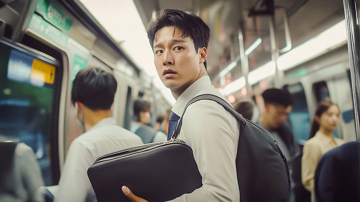 JPG 편집이미지 여자 남자 가방 피곤 들기 정장 여러명 상반신 성인 도시 비즈니스맨 비즈니스우먼 찡그림 전철 혼잡 출퇴근 전철역 지하철표 의료성형뷰티 성인만 번아웃증후군 편집실사 AI인물포토 AI콘텐츠 잡화 옷 육상교통 다수 컨셉 비즈니스 모션 대중교통 표정 사람 직장인 티켓 역 사회이슈 CG 파일형식 AI포토