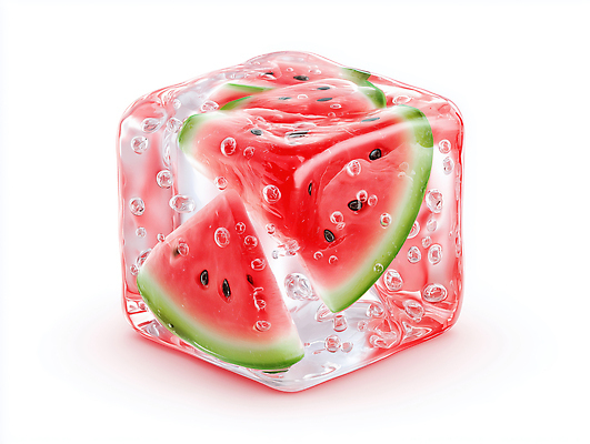 JPG 편집이미지 과일 사람없음 빨간색 여름 얼음 물방울 수분 시원함 큐브 수박조각 얼림 편집실사 AI컴퓨터그래픽 AI콘텐츠 자연요소 계절 컬러 조각 컨셉 수박 CG 파일형식
