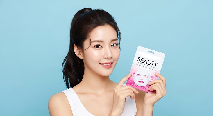 JPG 모델 편집이미지 여자 패션 하늘색 한명 웃음 상반신 성인 화장품 피부 피부관리 스킨케어 마스크팩 의료성형뷰티 성인여자한명만 편집실사 AI인물포토 AI콘텐츠 1 표정 사람 신체부위 파란색 뷰티 CG 팩 여자한명만 성인여자만 파일형식 AI포토