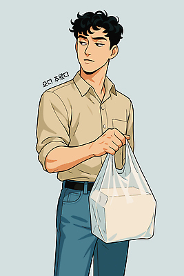 남자 일러스트 비닐봉투 한명 들기 주방 편안함 무관심 주기 도시락 예민 국내일러스트 AI파일 1 감정 음식 모션 봉투 사람 감각 파일형식 벡터