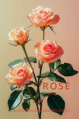 PSD 편집이미지 포스터 잎 사람없음 장미 우아함 살구색 이미지편집 식물 꽃 컬러 컨셉 파일형식