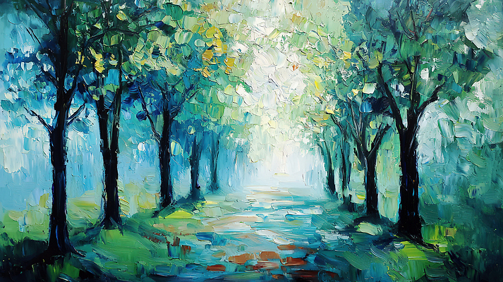 JPG 나무 편집이미지 여유 사람없음 산책로 숲 가로수 유화 풍경화 차분 편집실사 AI포토 AI콘텐츠 식물 감정 길 컨셉 미술 CG 그림 파일형식