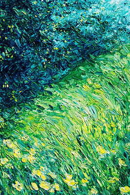 JPG 편집이미지 물결 잔디 사람없음 초록색 햇빛 들꽃 자유 민트색 유화 풍경화 편집실사 AI포토 AI콘텐츠 식물 꽃 컬러 컨셉 미술 태양 CG 그림 파일형식